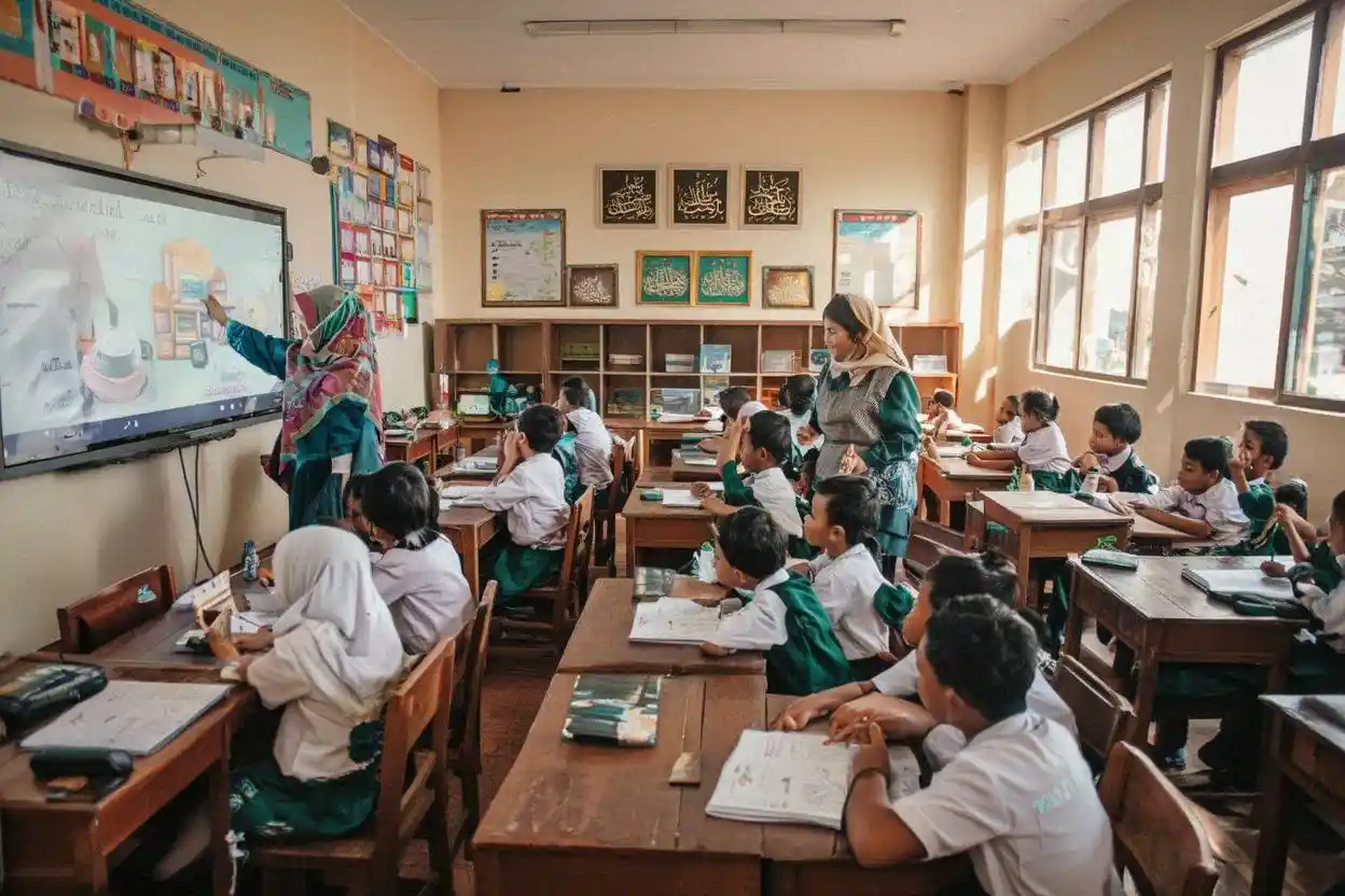 SD Islam kurikulum unggulan Jogja dengan siswa belajar di kelas modern