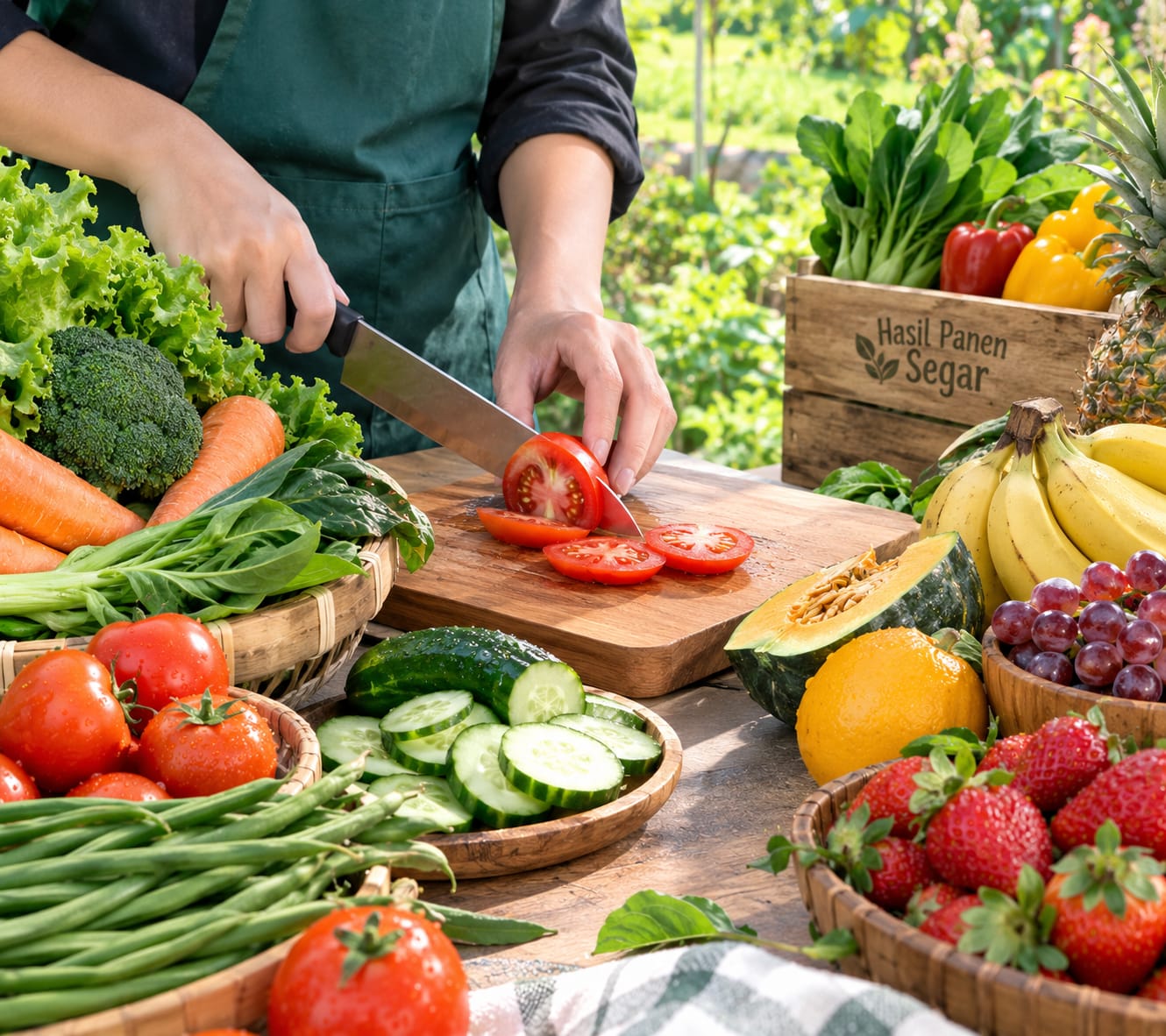 cara memotong buah dan sayur
