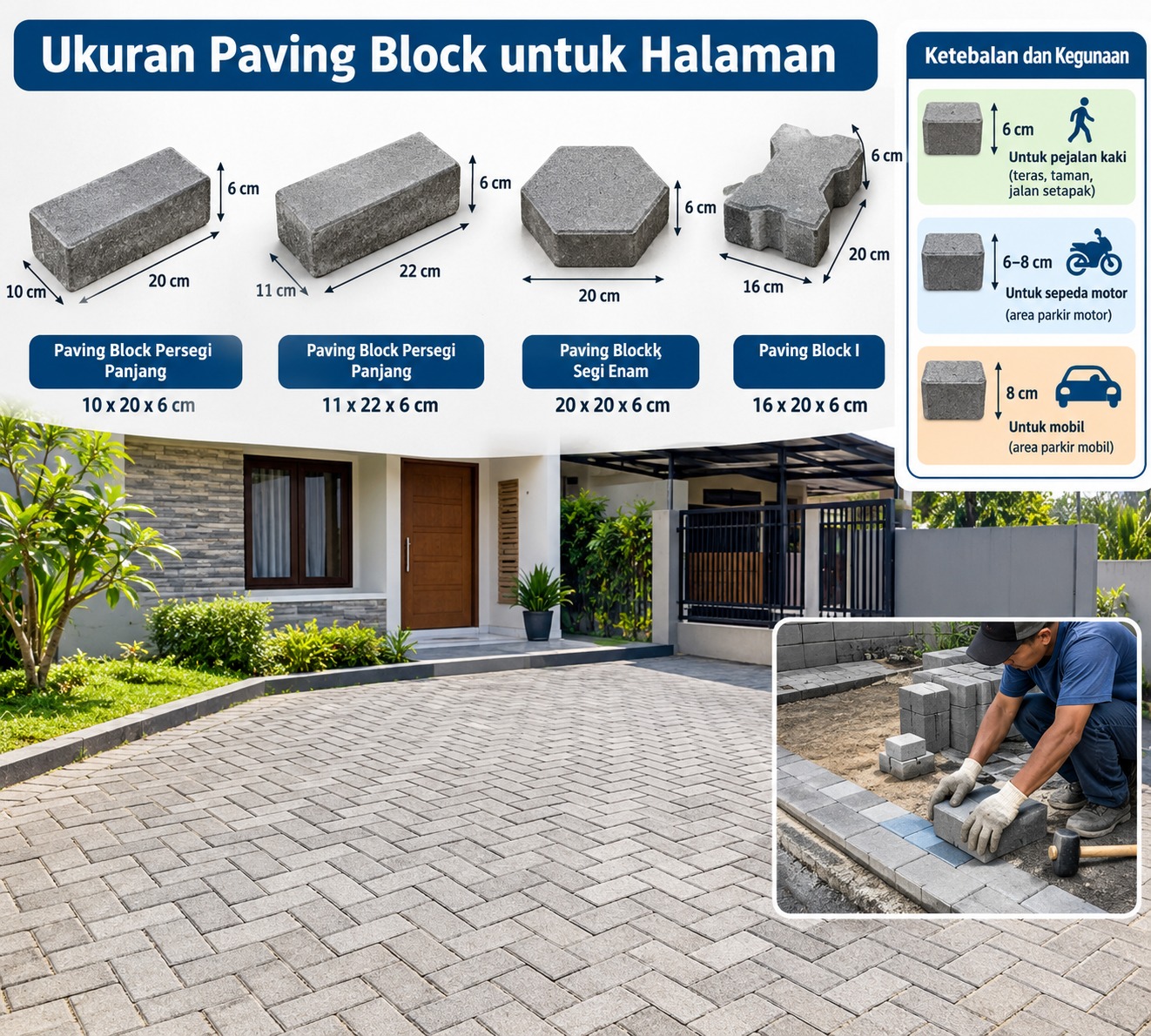 ukuran paving block untuk halaman
