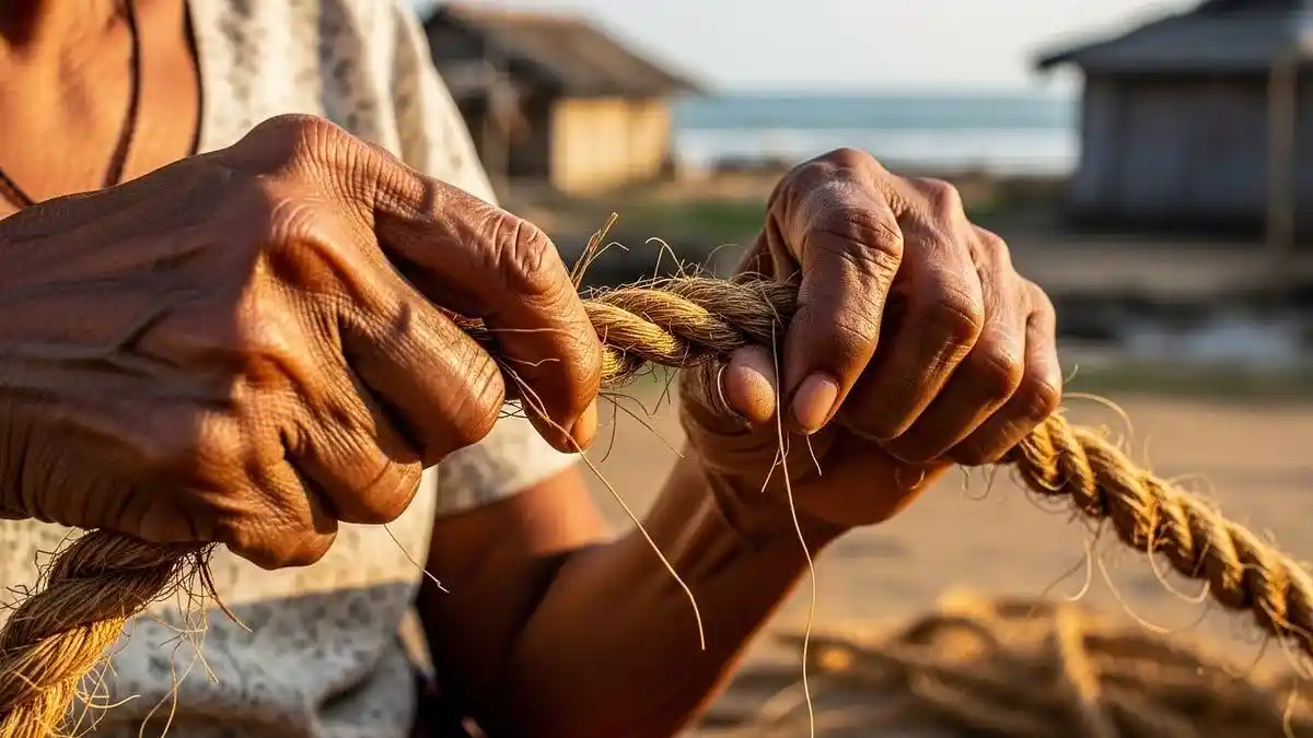 cara membuat tali rami dari sabut kelapa